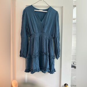 Altar'd State Long Sleeve Blue Peasant Dress Women's Size L